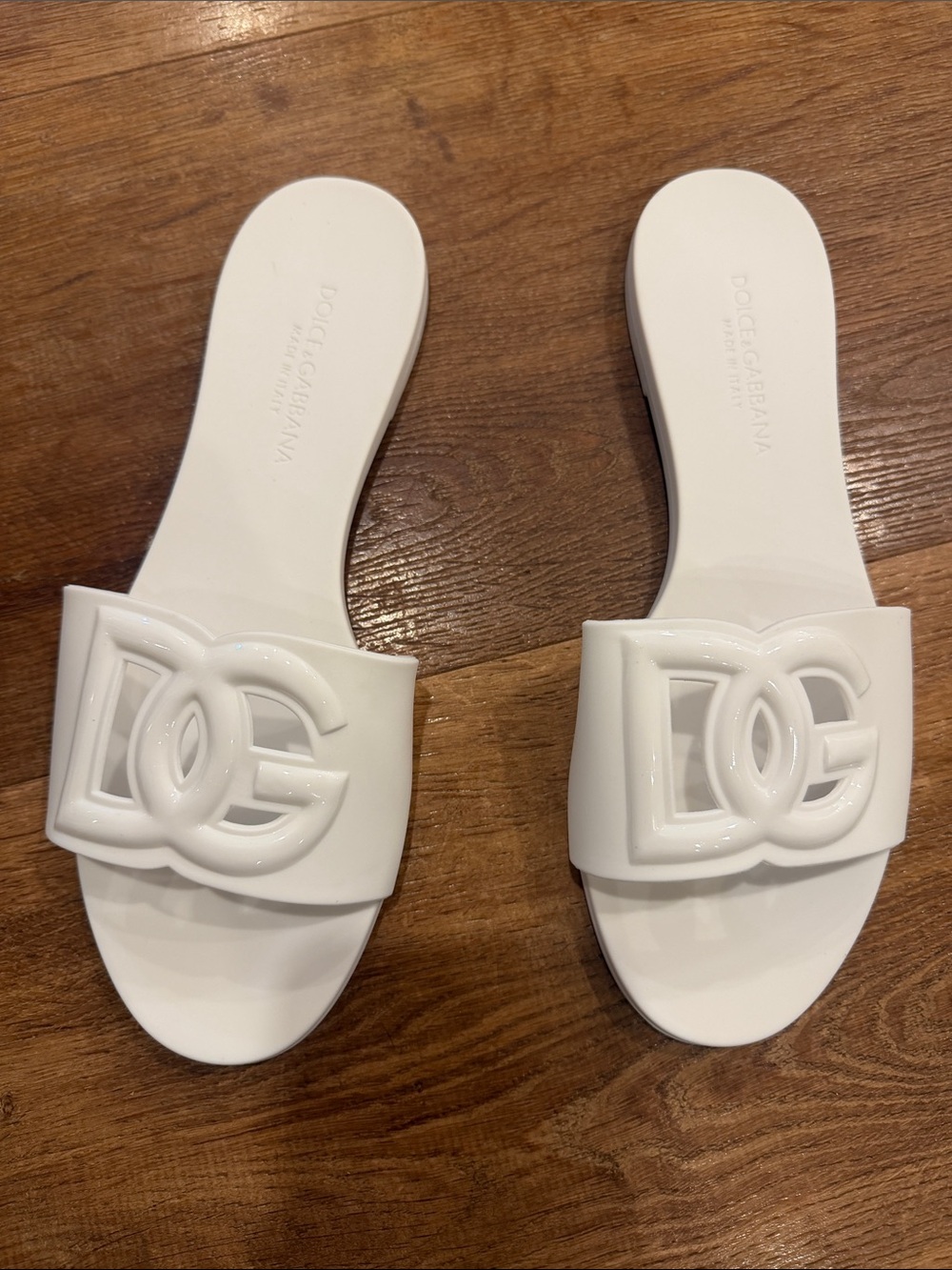 Size 39 & Gabbana White Logo Slide Sandals rubber no box - Picture 7 of 8